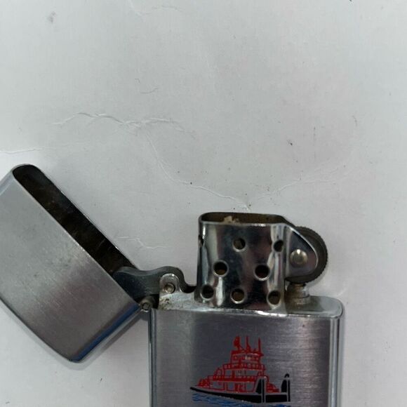 McGINNIS Inc. Men's Silver South Ohio Marine Ship Flip Top Cigarette Lighter zip - Picture 6 of 7